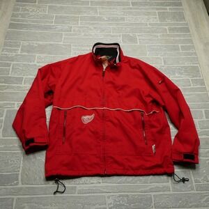 VINTAGE Rival Detroit Redwings Jacket Adult Large Red Windbreaker NHL Hockey